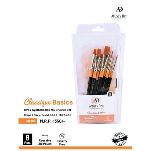 Classogue Basics Snthetic Hair Mix Brushes (Set of 8 Brushes) KS01439