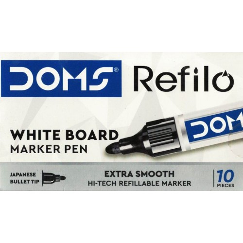 DOMS  Refilo White Board Marker Pen 10 Pcs Black  KS01306