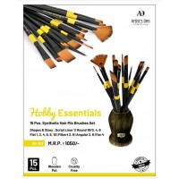 Hobby Essentials Synthetic Hair Mix  Brushes Set (Set of 15 Brushes) KS01445