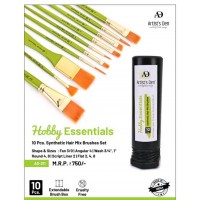 Hobby Essentials Synthetic Hair Mix Brushes Set (Set of  10 Brushes) KS01443