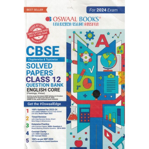 OSWAAL BOOKS QUESTION BANK CLASS 12 ENGLISH CORE SOLVED PAPERS CHAPTERWISE AND TOPICWISE 2024