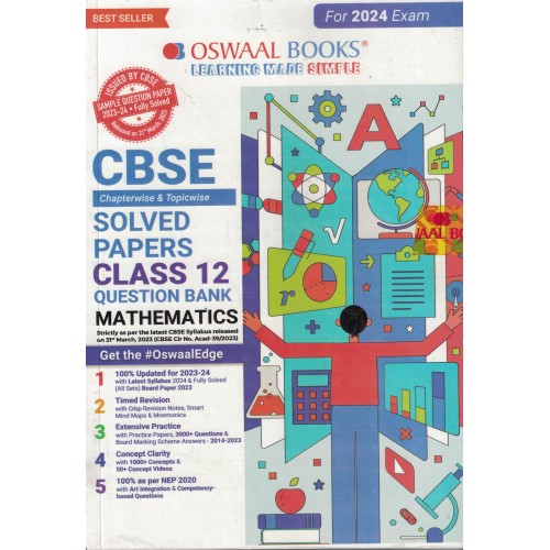 OSWAAL BOOKS QUESTION BANK CLASS 12TH MATHEMATICS SOLVED PAPERS CHAPTERWISE AND TOPICWISE 2024